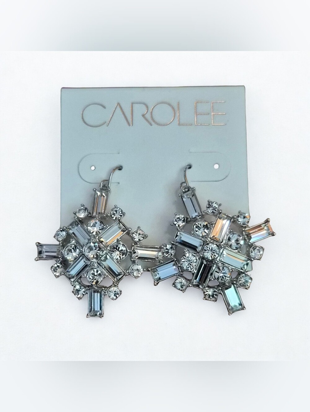 Carolee Silver-Tone Multicolor Iridescent Crystal Cluster Drop Earrings